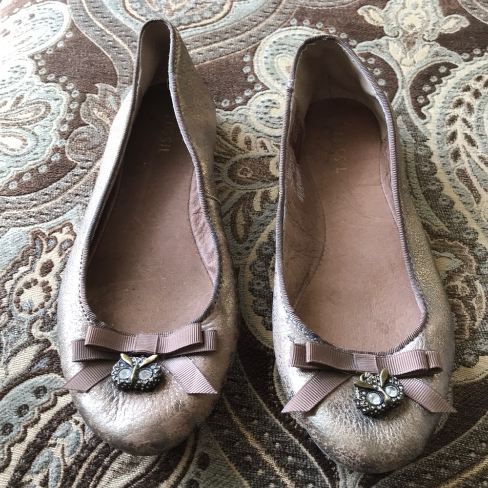 Fossil Metallic Ballet Flats Sz. 6